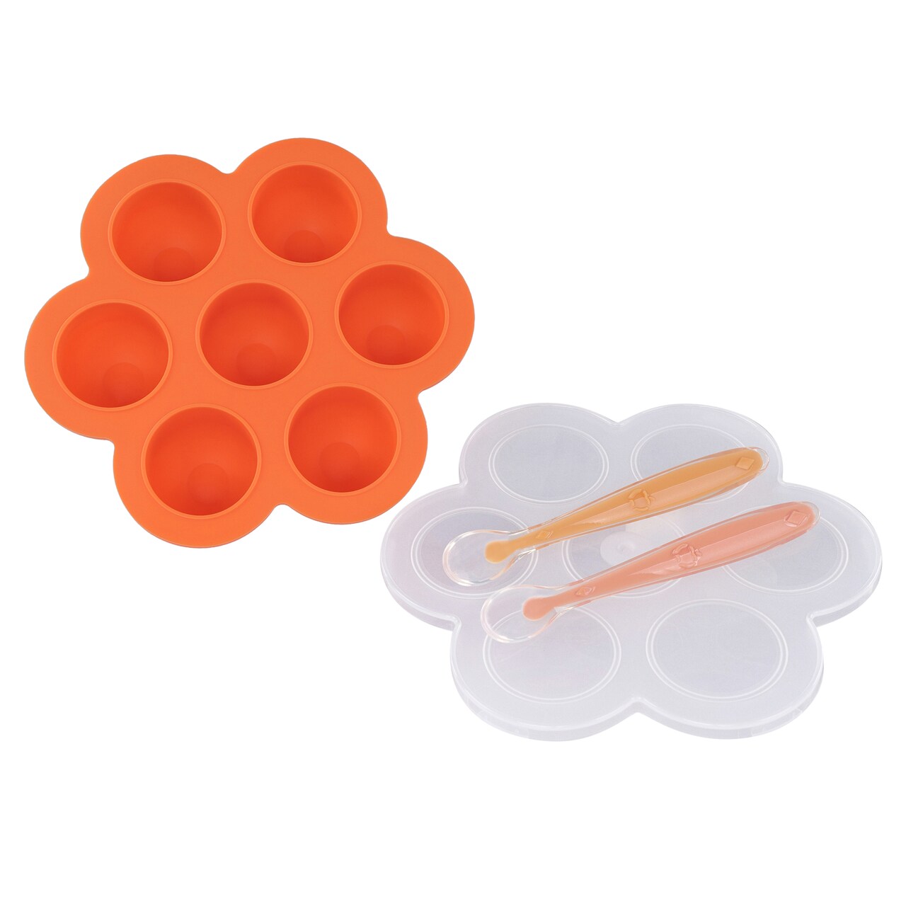 Acorn Baby Food Container Meal Prep Freezer Tray with Thin Lid and 2pk Spoon Set